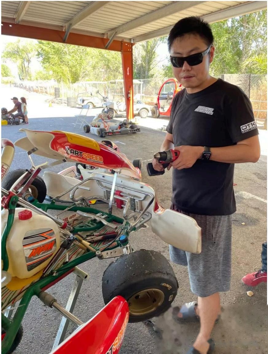 Kart being worked on trackside
